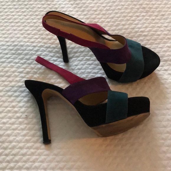 Platform suede slingback heels - Picture 3 of 6
